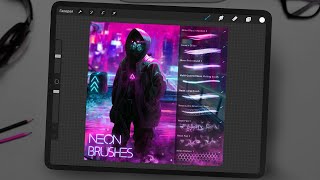 Cyberpunk Neon Brushes for Procreate [upl. by Eiahpets585]