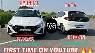 DRAG RACE 🏁🏁HYUNDAI i20 N LINE TURBO DCT vs TATA ALTROZ 12 TURBO MT [upl. by Bakki921]