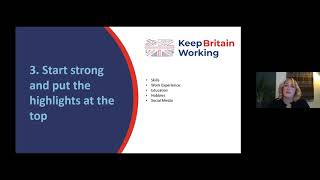 Keep Britain Working CV writing workshop webinar recording [upl. by Yrailih]