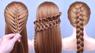 Best Hairstyle For Girls  Braided Hairstyles Half Up Half Down  New Ponytail Hairstyles [upl. by Ahsieken150]