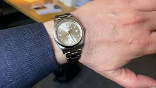 ROLEX Oyster Perpetual 36mm silver dial with gold hands amp indexes [upl. by Goldshell]