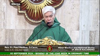 QUIAPO CHURCH LIVE TV MASS TODAY 500 AM SEPTEMBER 02 2024 MONDAY [upl. by Ynohtna]