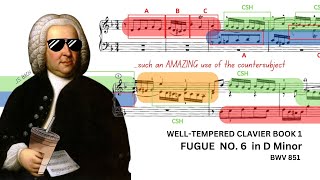 Bach  Fugue No 6 in D Minor BWV 851  Analysis [upl. by Adnauqahs452]