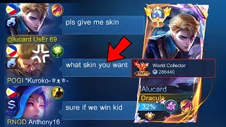 ALUCARD quotNO SKINquot BUT WORLD COLLECTOR PRANK IN MCL  Mobile Legends [upl. by Goulder247]