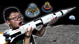 FINISHING A LEGO MOON ROCKET LIVE 3rd Part  Lego Saturn V Build [upl. by Davies]