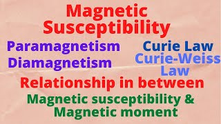 Lecture 03  Magnetic susceptibility Paramagnetism and Diamagnetism Curie Law and Curie weiss law [upl. by Frantz639]