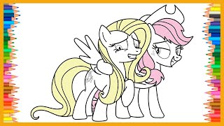 🎨🦄Coloring Swap Fluttershy amp Applejack  ColoringPaintingDrawing amp Color Swap [upl. by Ssepmet316]