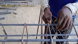 how to tie stirrups with longitudinal rebars in beams [upl. by Homovec99]