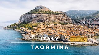 Taormina Sicily a view by drone 4k Sicily Travel [upl. by Tamarah]