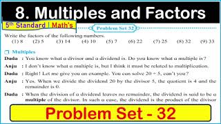 Problem set 32 Multiples and Factors Chapter 8 5th standard Math  Problem Set 32 Chapter 8 math [upl. by Sinnal]