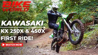 2022 Kawasaki KX Enduro Bikes First Ride  250X amp 450X In The Woods [upl. by Goran]