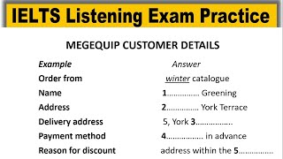 Megequip Customer Details Ielts Listening  Listening Ielts Practice Test Ielts Listening Test 2024 [upl. by Ravert]