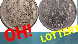 12 RUPEE COIN 1950 VALUE195115419551956 MOST VALUABLE HALF RUPEE COIN [upl. by Warfore]