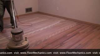 Hardwood floor refinishing Buffing between coats of finish [upl. by Yerffej]