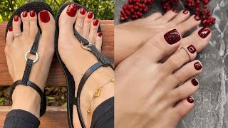 So stunning and stylish shiny glossy toe nail colors designs ideasPretty pedicure nails women 2024 [upl. by Yelhsa]