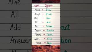 Word Opposite oppositewordsinenglish antonyms oppositewords shorts learnandrock [upl. by Aelahc]