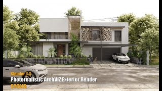 How to Create a Photorealistic ArchVIZ Exterior Render in Blender 33  CYCLES [upl. by Pall]