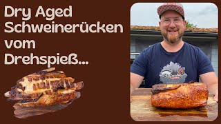 Dry Aged Schweinerücken vom Drehspieß  Gasgrill  Schweinefleisch grillen  Grillrezept [upl. by Laurice]