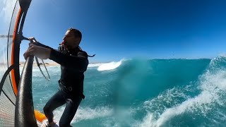 Windsurfing in WAVES in El Burro Fuerteventura 👍amp🔔 [upl. by Erdnua]