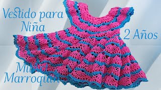 Vestido Crochet Niña de 2 años y más paso a paso cc [upl. by Geoffrey406]