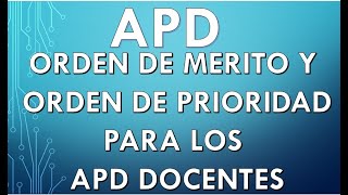 ADP orden de mérito y prioridad para la asignación de cargos docentes [upl. by Atinot40]