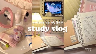 5am study vlog 🍵📔 5am morning routine cafe study lots of studying hauls and more [upl. by Waligore]