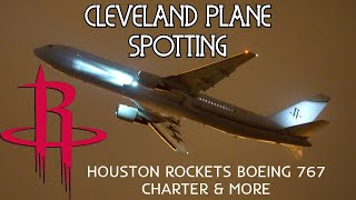 Cleveland Hopkins Rainy Night Plane Spotting Houston Astros Rockets Charter Boeing 767 amp More [upl. by Zenobia]