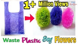 Plastic Cover Flower Making Designs  Waste Plastic Bags Flower  DIY Best Out Of Waste [upl. by Honey]