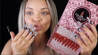 ASMR My Press On Nail Collection Nail Tapping  Unboxing tingles XXL EXTENDO LONG NAILS [upl. by Paderna]