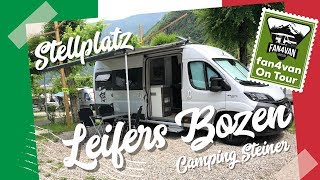 Stellplatz Bericht Italien  fan4van testet Camping Steiner in Leifers [upl. by Annauqaj]