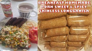 Breakfast Homemade Pork Sweet amp Spicy Skinless Longganisa [upl. by Enyrhtak161]