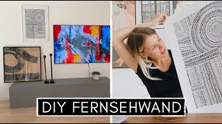 DIY Kunst Bilder selber malen amp Fernsehwand dekorieren mit DIY TVBank  Wohnzimmer Makeover Teil 1 [upl. by Brewster]