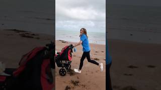 Maxi and his Mum doing some serious fitness training😂dogcancer training beachfitness jogging [upl. by Naleag]