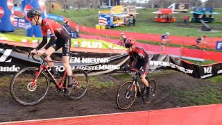 short UCI cyclocross World Cup Hulst 2023 short impression U17 Nieuwelingen Melvin Couqué [upl. by Gabriell]