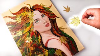 A New DIMENSION of Acrylic Pouring  Beautiful Autumn Woman Acrylic Swipe  AB Creative Tutorial [upl. by Myca237]