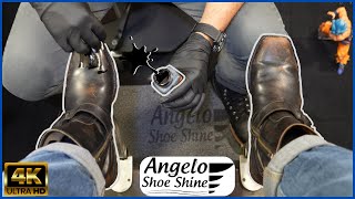 THE GREATEST SHOE SHINER  Angelo Shoe Shine ASMR [upl. by Yelir572]