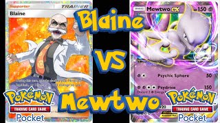 Blaine For The Win  Blaine VS Mewtwo  Pokemon Trading Card Game Pocket [upl. by Feledy]