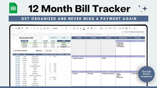 Bill Tracker Google Sheets  How to Manage your Bill Payments  FULL template tour  Bill Calendar [upl. by Navannod640]