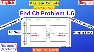 Magnetic Circuits  Core with Two Air Gaps  End Ch Q 16  Chapman [upl. by Staffan]