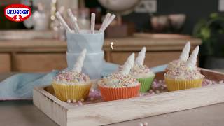 Receptidee eenhoorncupcakes met Dr Oetker [upl. by Valentijn]