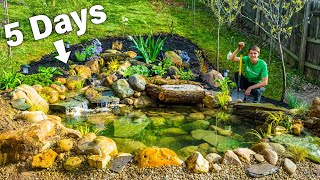 DIY Budget Ecosystem Pond  Solo Build in 5 Days by Hand [upl. by Alvita]