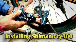 Derailleur installing Shimano ty300gear adjustment gearrepair gearcycle mtb cycleservice cycle [upl. by Enelyak916]