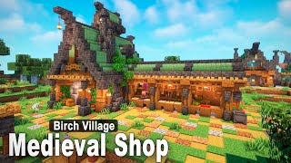 Minecraft How to build a MEDIEVAL SHOP  Village Tutorial [upl. by Nawad308]