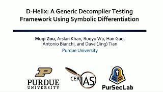 USENIX Security 24  DHelix A Generic Decompiler Testing Framework Using Symbolic Differentiation [upl. by Kato]