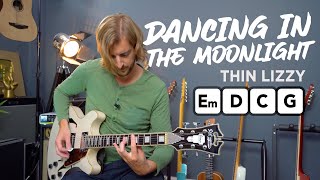 Thin Lizzy  Dancing In The Moonlight guitar lesson tutorial [upl. by Alicirp391]