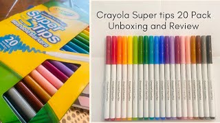 Crayola Supertips 20 Pack Unboxing and Review Swatches and Calligraphy with Crayola Supertips [upl. by Batory384]