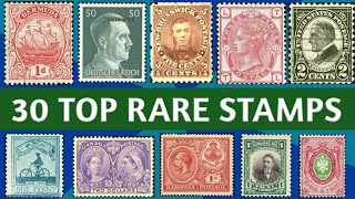 Most Valuable Stamps From Around The World  30 Ultra Rare Stamp Display [upl. by Krik]