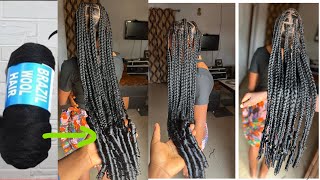 The best Brazilian wool braid  Brazilian wool braids  Brazilian wool hairstyles box braids [upl. by Airegin]