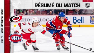 Les Hurricanes dominants au Centre Bell  Hurricanes  Canadiens  Faits saillants en français 0104 [upl. by Adena]