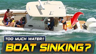 BOAT SINKING FAMILY IN PANIC MODE AT HAULOVER INLET  BOAT ZONE [upl. by Anuait973]